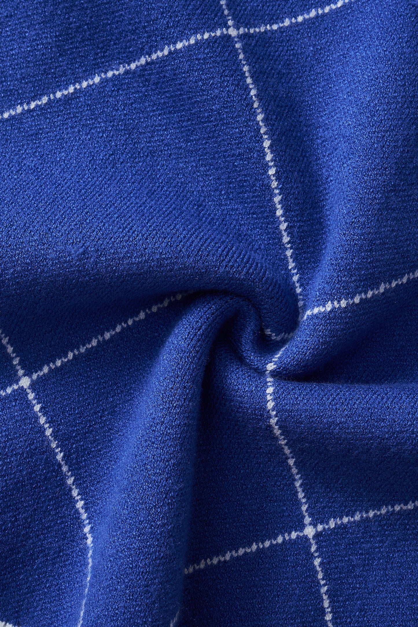 Blue Gingham Round Neck Sweater Vest