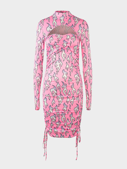 Pink Flame Print Dress