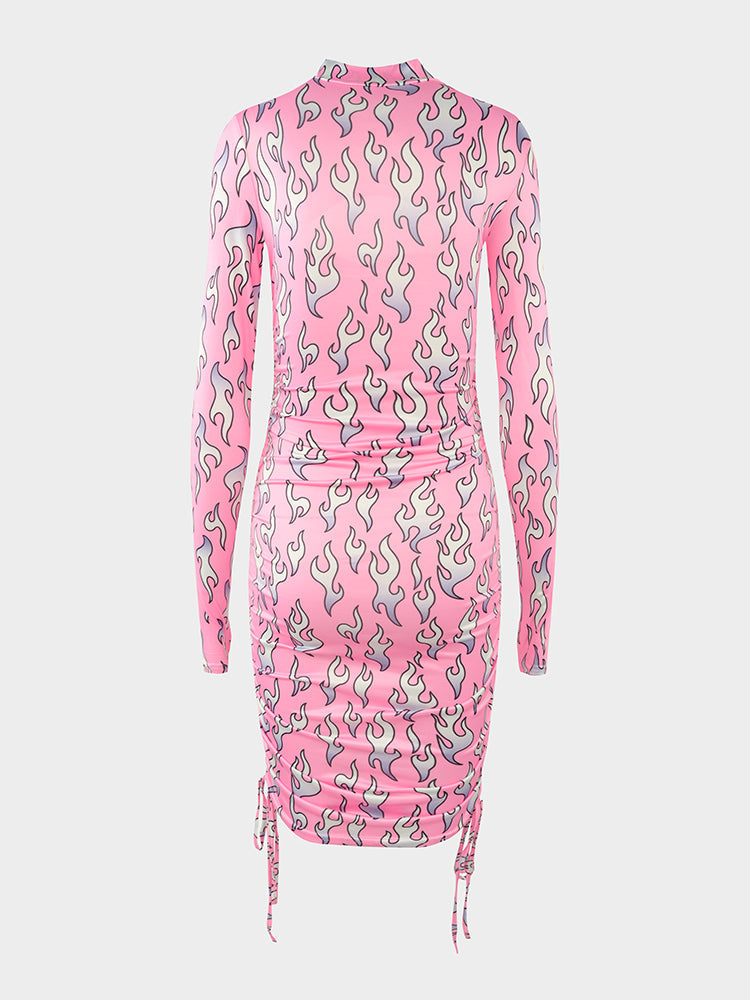 Pink Flame Print Dress