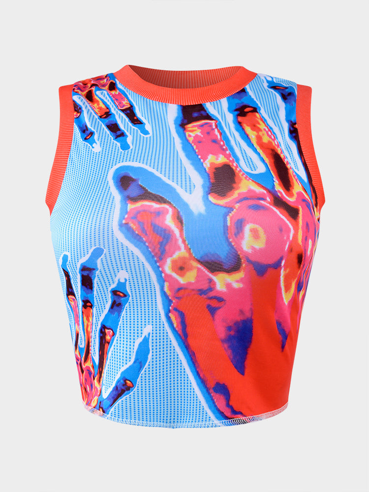 Red Thermal Induction Print Tank Top