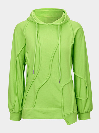Solid Color Stitching Hooded Sweatshirt