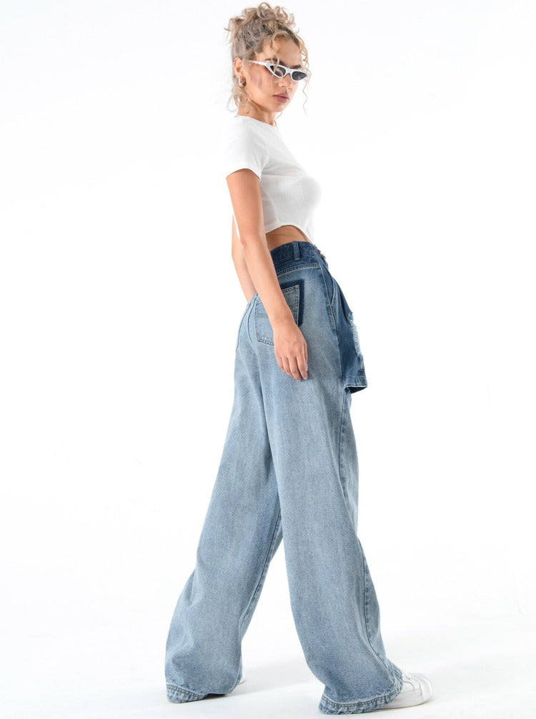 The Open-laughing Denim Cut Out Front Zip Jeans