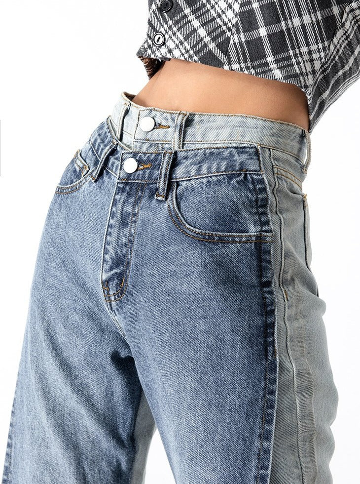 Sandwich Wide Leg Split hem Denim Pants Slight Stretch Jeans