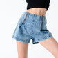 Playful Two Zip Denim Shorts