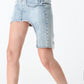 Stylish Denim Slight Stretch Irregular Hem Skirt