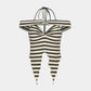 Summer Fashion Sexy Women's Striped Suspenders With Hanging Collars And One-Shoulder Y2K Elegant Youth Irregular Tops