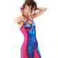 Women's Summer Slim Fit Sexy Bodycon Warp Hip Sleeveless Cross-tie Letter Body Print Mini Dress Evening Party Dress