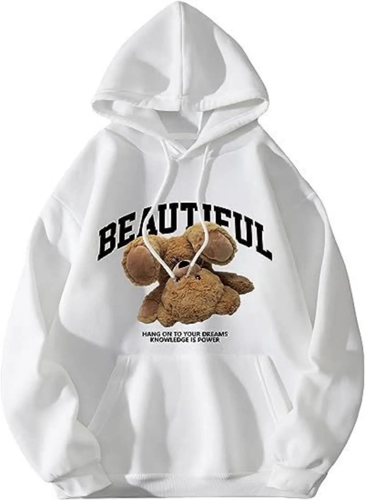 Autumn And Winter Women Style Trend Y2K Handstand Stuffed Bear Print Hooded Sports Long-Sleeved Pullover Hoodie
