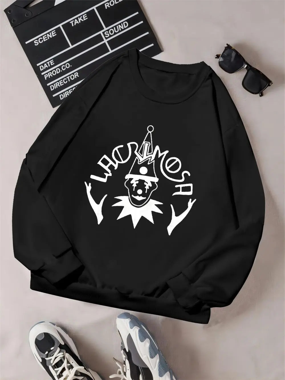 Gothic lettering and skull print long-sleeved sweatshirt