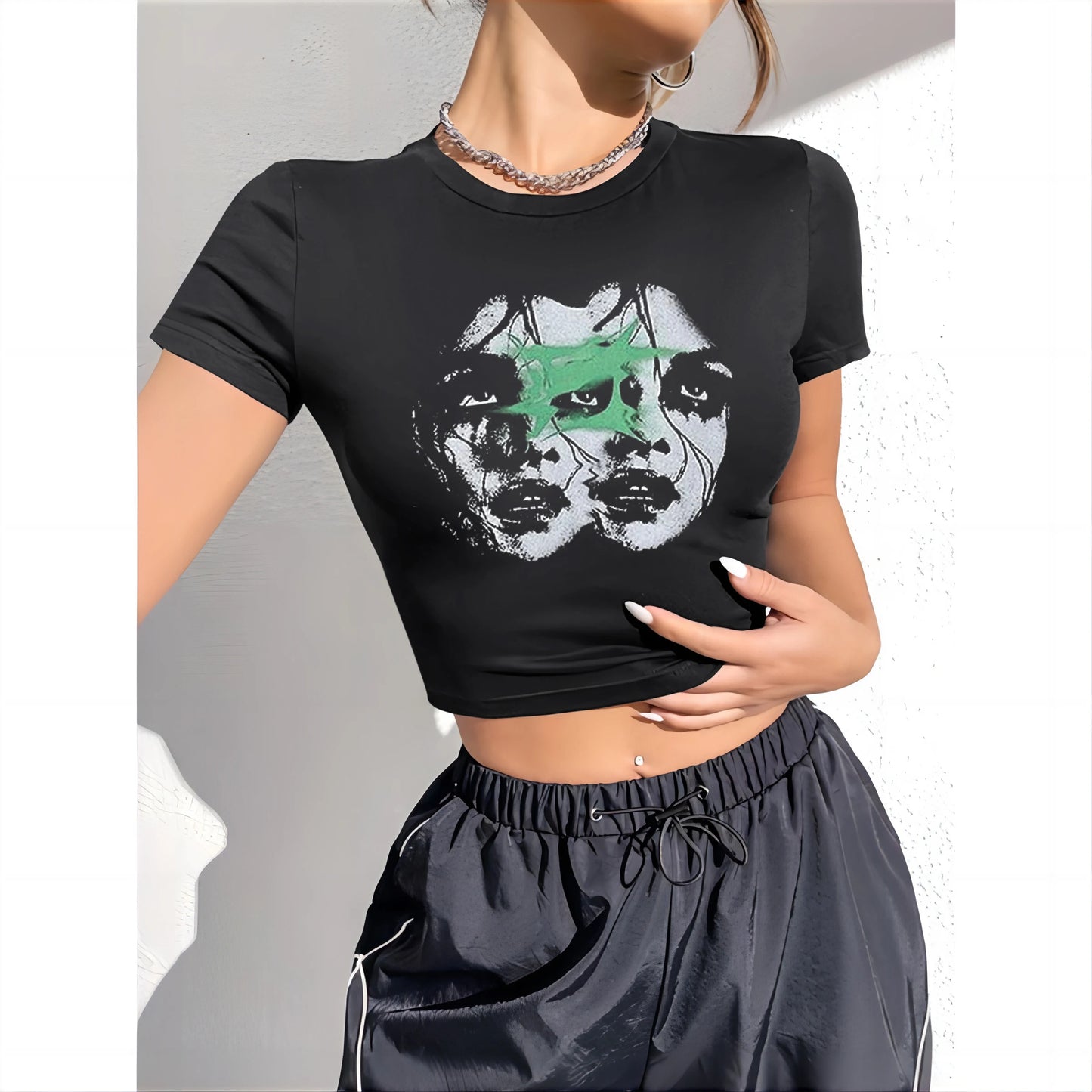 Y2K Retro T-shirt Women's Clothing Pattern T-shirt Printed Short Sleeve T-shirt