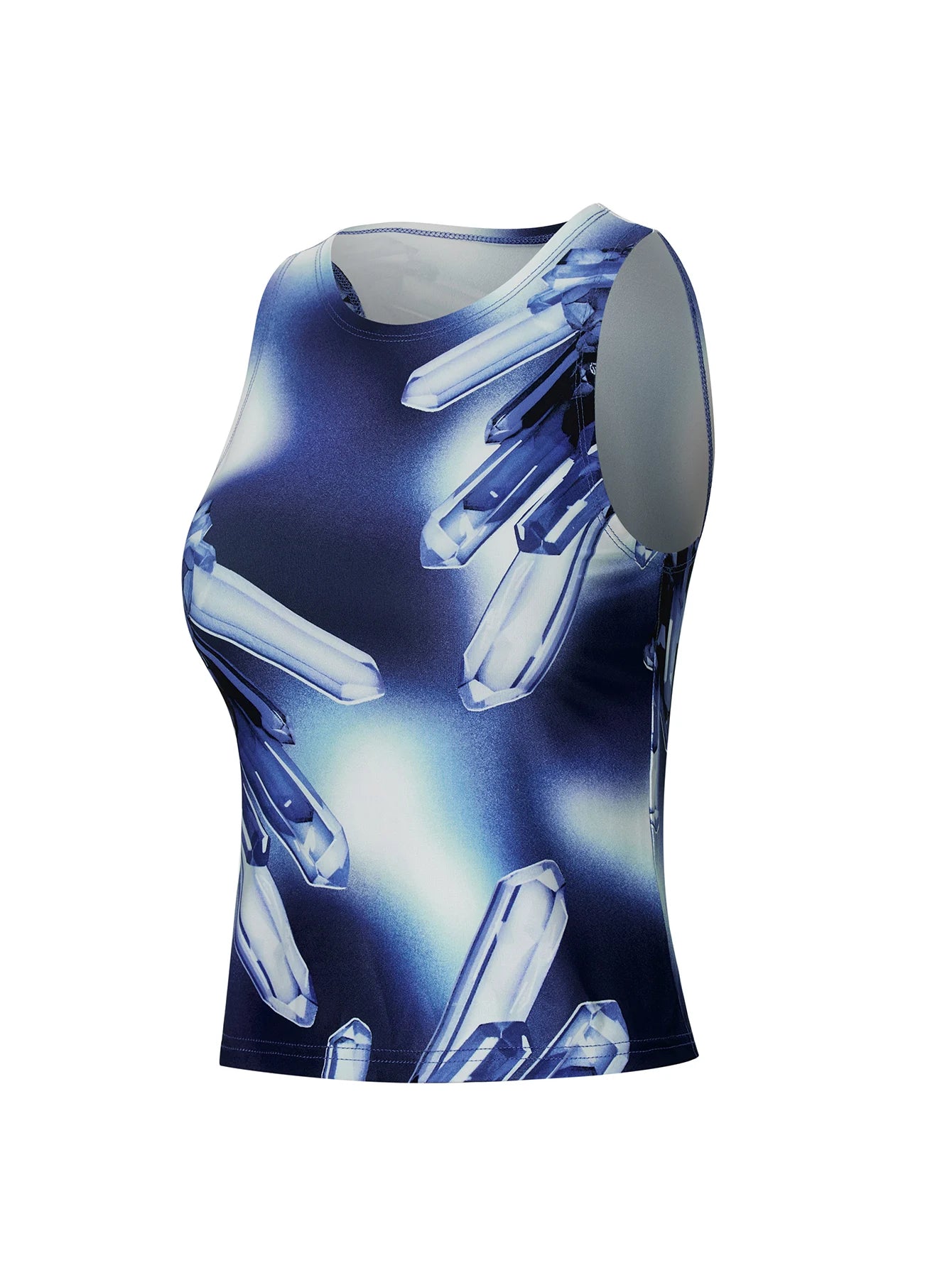  Summer Women's Slim Y2K Sleeveless Round Neck Street Cute Tie Dye Icicle Printing Vest Crop Top Hot