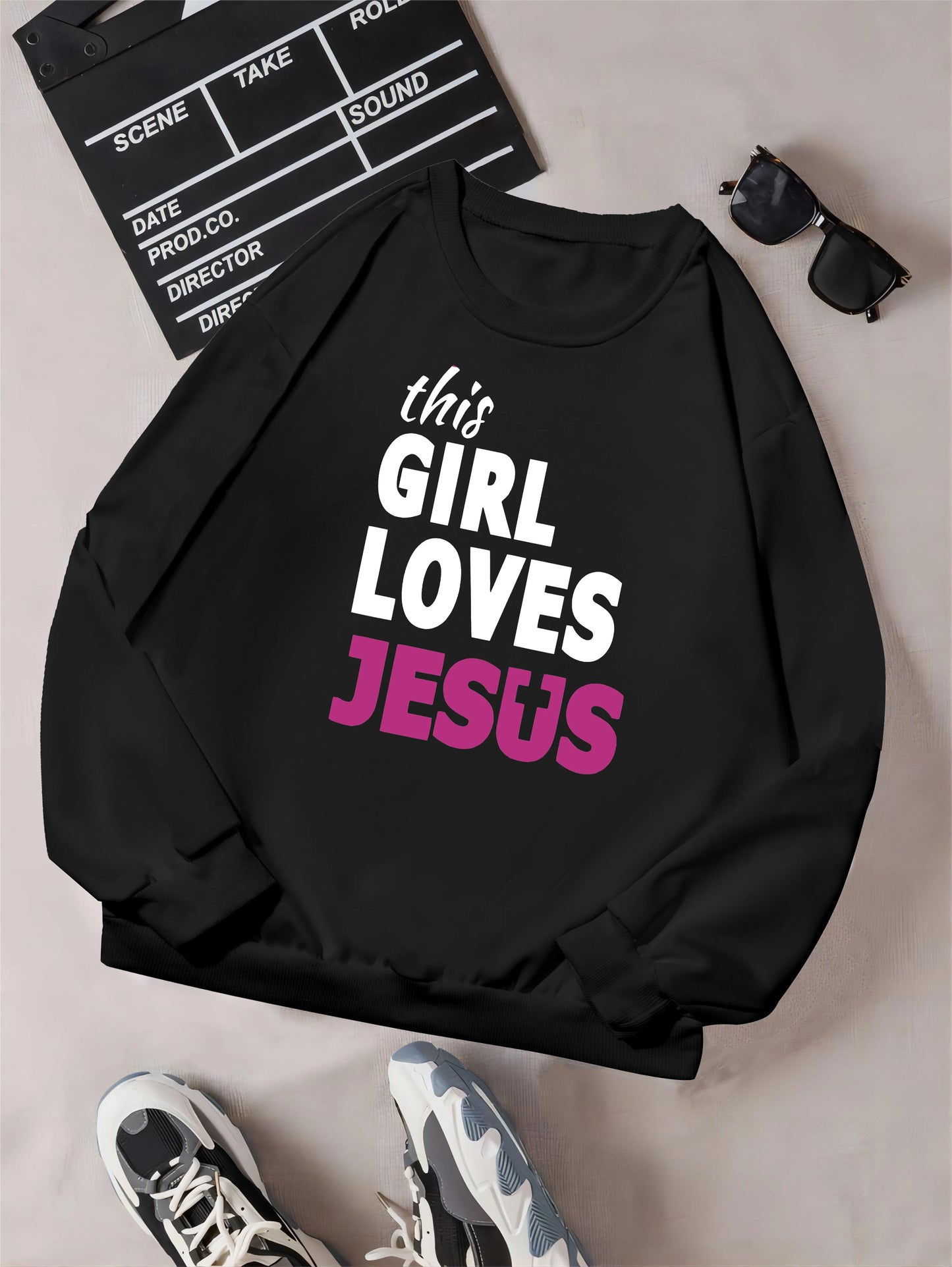 This girl loves Jesus Christian crew neck sweatshirt