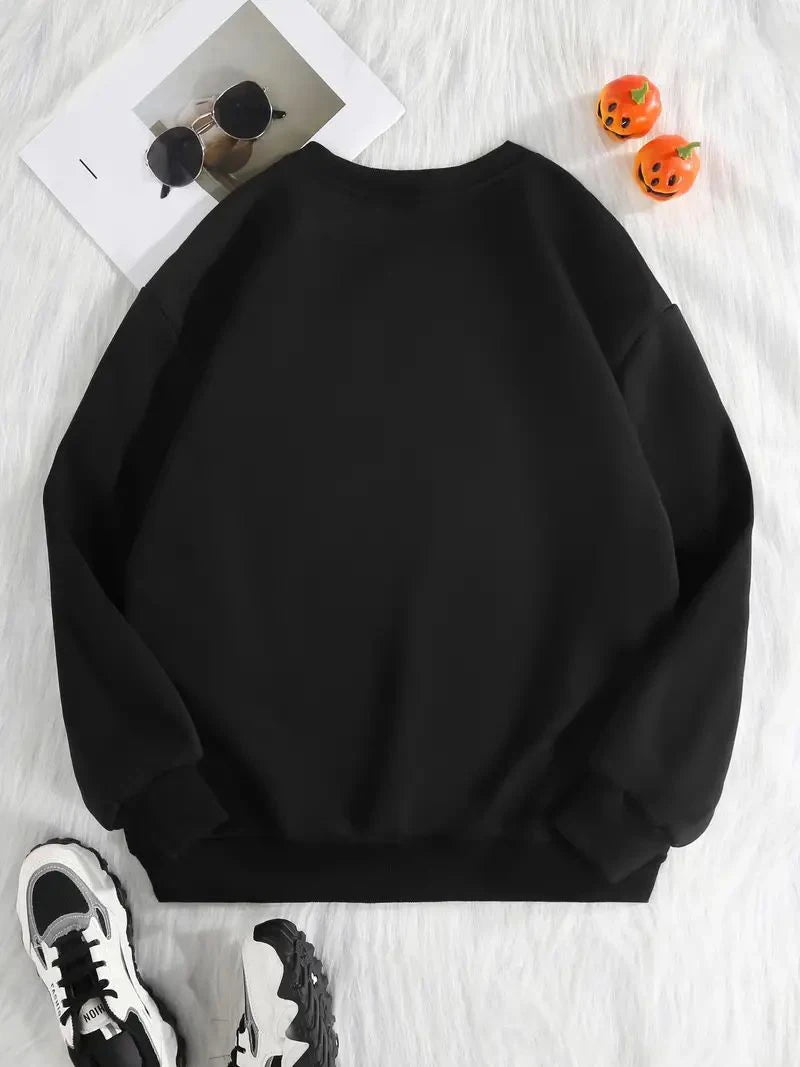 Dark Wind Terror Women's Clothing Pattern Round Neck Sweater Long Sleeve Y2k