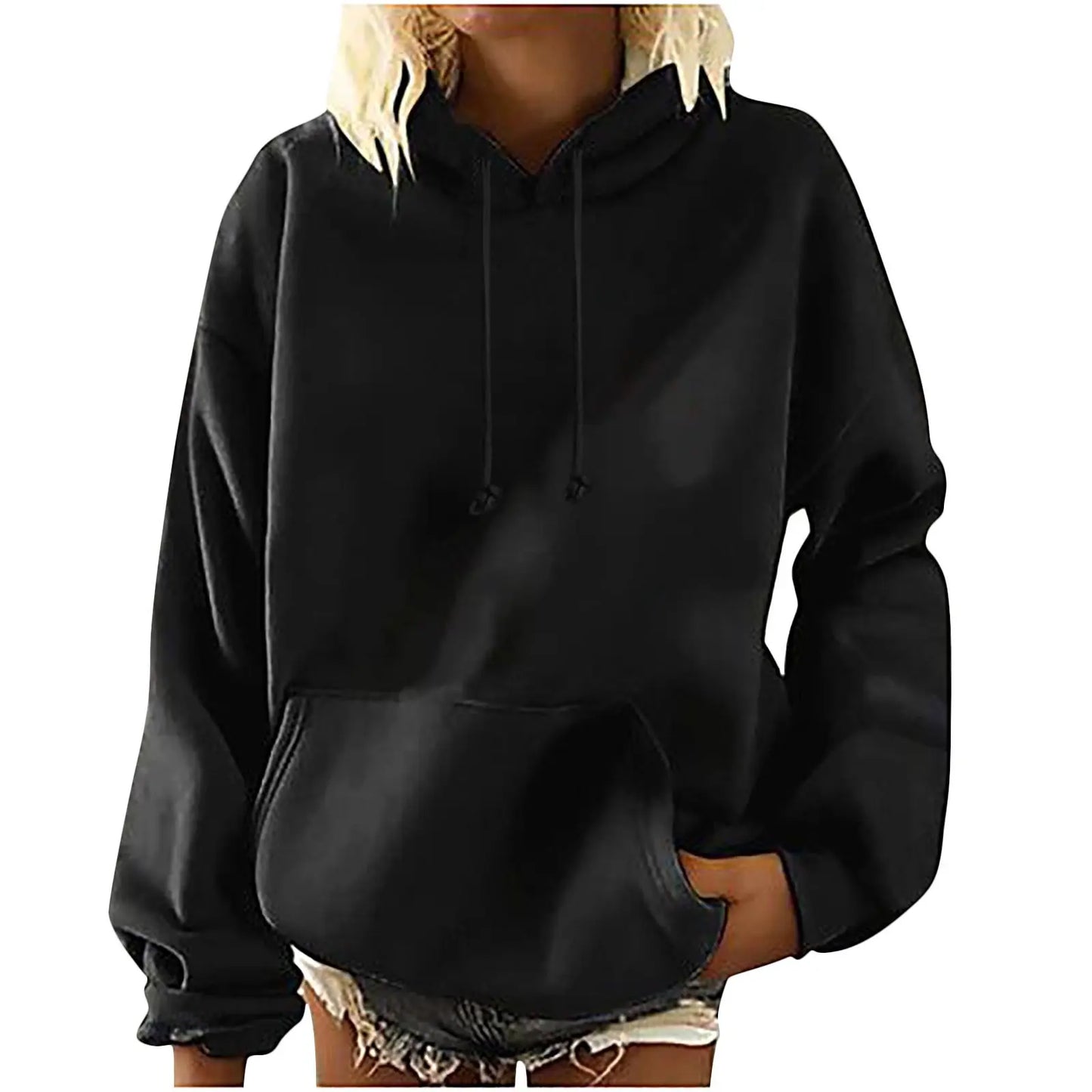 Women's New Cute Harajuku Style Trend Y2K Back Figure Print Hooded Sports Long-Sleeved Pullover Sweater Hoodies