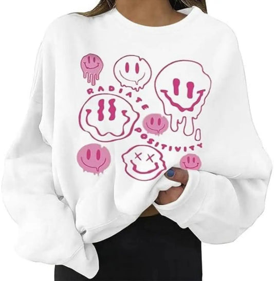 Autumn And Winter  Casual Round Neck Sweatshirt Y2K SBarbie Fun Memes Print Trendy Street Cute Loose Pullover