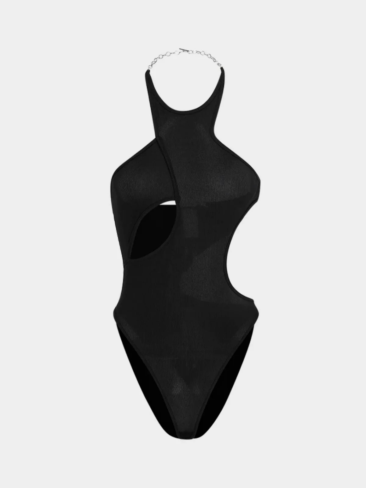 Women's Summer Halter Neck Y2K Solid Color Elegant Hollow Design Mesh Stitching Sports Breathable One-piece Bodysuit