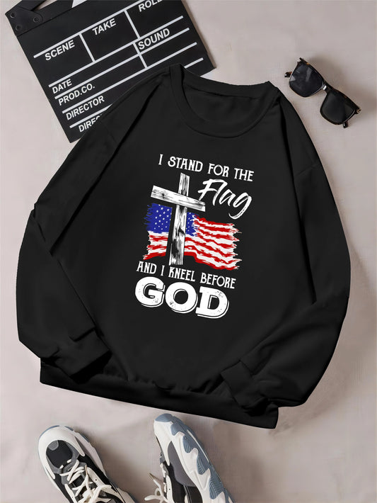 I stand for the flag and I kneel before God American flag long sleeve shirt