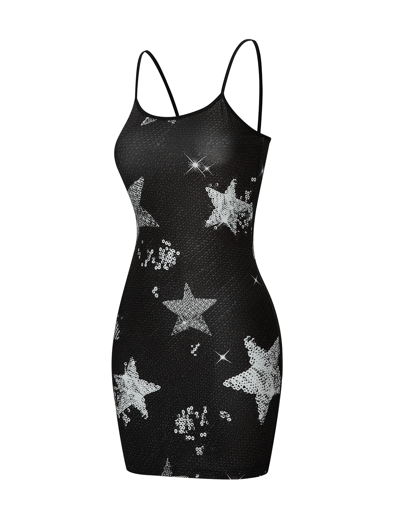Summer Women Spaghetti Straps Slim Sexy Babes Sleeveless Star Print Y2K Millennium Sling Club Party Mini Dress