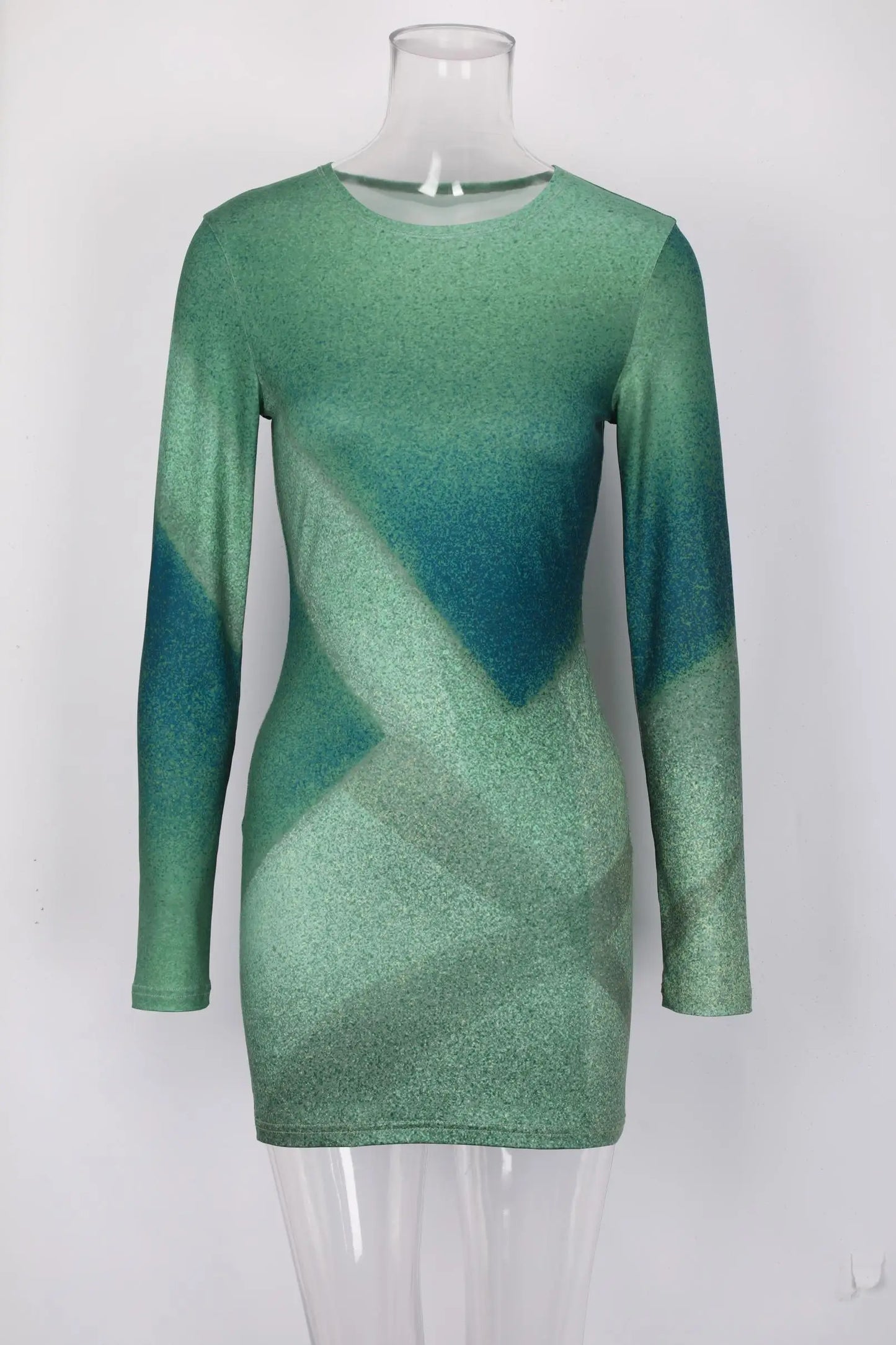 Mirlande Women's Autumn Winter New Classic Geometric Print Y2K Round Neck Slim Fit Luxury Temperament Club Party Mini Dress