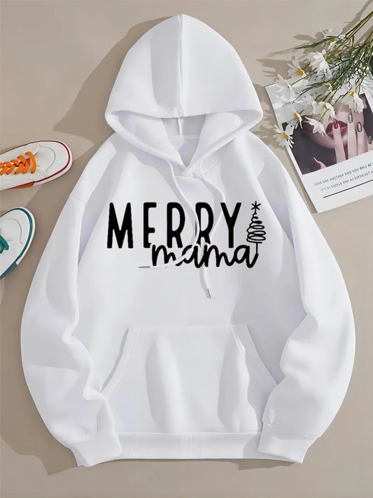 2023 Autumn And Winter Women's New Harajuku Style Trend Y2K Christmas Print Hooded Sports Long-Sleeved Pullover Hoodie