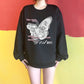 American retro butterfly sweatshirt spring and autumn 2023 high-end trend loose fashionable round neck top trend