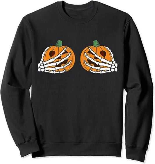 Autumn And Winter New Women Round Neck Sweatshirt Y2K Halloween Pumpkin Print Trendy Street Cute Loose Pullover