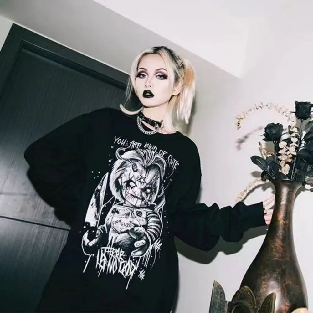 Tattoo artist ARCS co-branded dark ghost baby tattoo rock gothic black metal sweatshirt for men and women