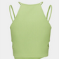  Summer Women's Round Neck Spaghetti Strap Hollow Short Vest Irregular Hem Y2K Solid Color Sleeveless Top