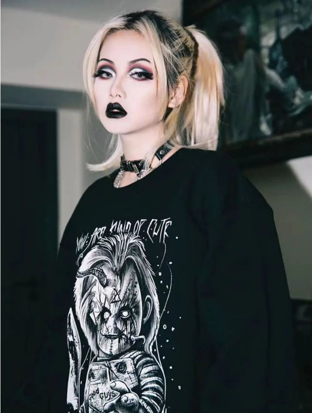 Tattoo artist ARCS co-branded dark ghost baby tattoo rock gothic black metal sweatshirt for men and women