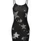 Summer Women Spaghetti Straps Slim Sexy Babes Sleeveless Star Print Y2K Millennium Sling Club Party Mini Dress