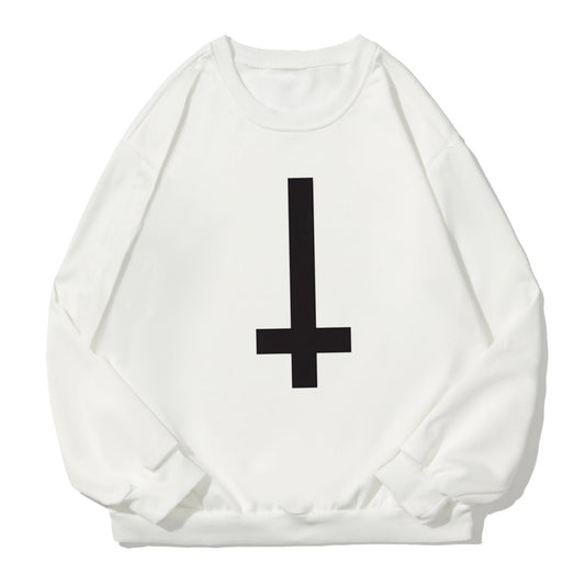Inverted Cross Print Men's Sweater Religious Swag Trendy Girls Retro Sweater