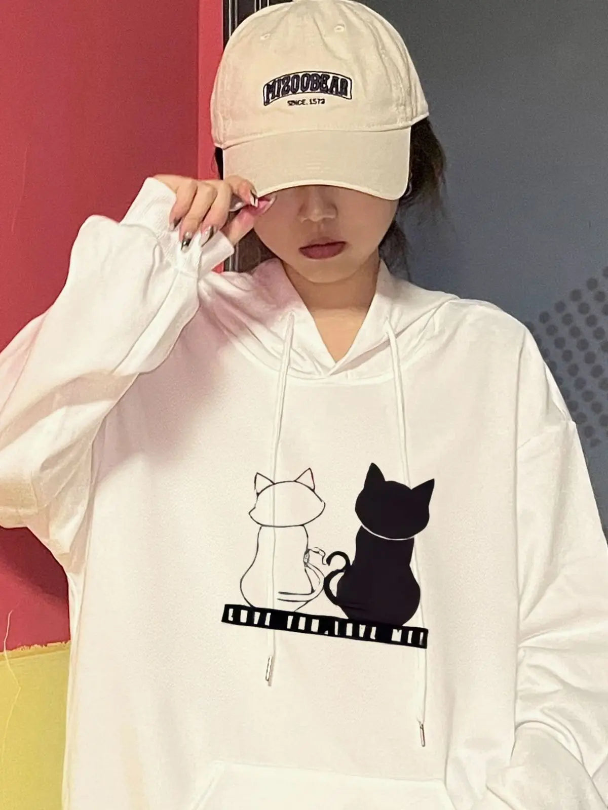 Streetwear Hoodies Women Sweatshirt Autumn Long Sleeve Hoodies Harajuku Hoodie Cute Cat Print Sweatshirt Women Sudadera Mujer