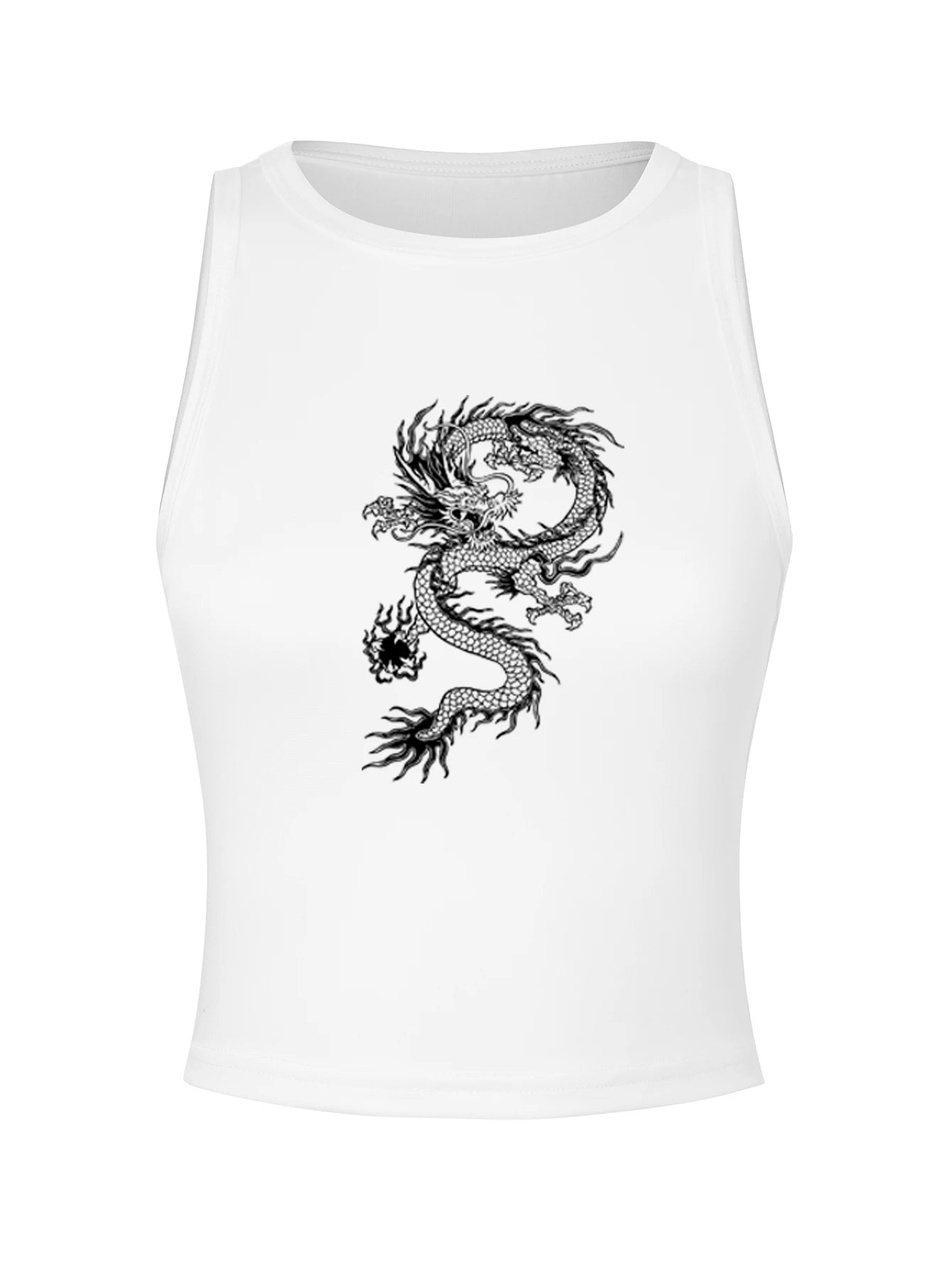2024 Dragon Print Cropped Top Fashion Vest