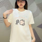 American Street Creative Blow Fan Cat Pure Cotton T-shirt for Men and Women Summer Relaxed Short Sleeve Couple Wear INS Top