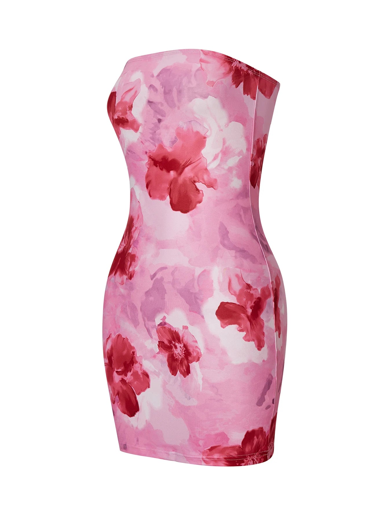  Women's Summer Sexy Slim Fit Wrap Hip Tube Sleeveless Romantic Floral Pattern Printing Y2K Elegant Dating Mini Dress