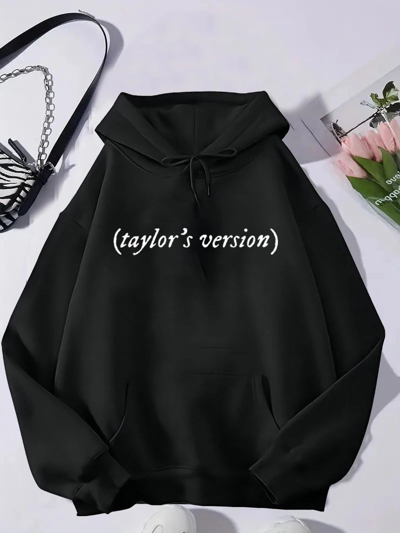Autumn And Winter Women's New Harajuku Style Trend Y2K Chic English Print Hooded Sports Long-Sleeved Pullover Hoodie