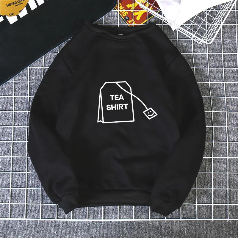 Autumn And Winter New Women Casual Round Neck Sweatshirt Y2K Stick Label Print Trendy Street Cute Loose Pullover