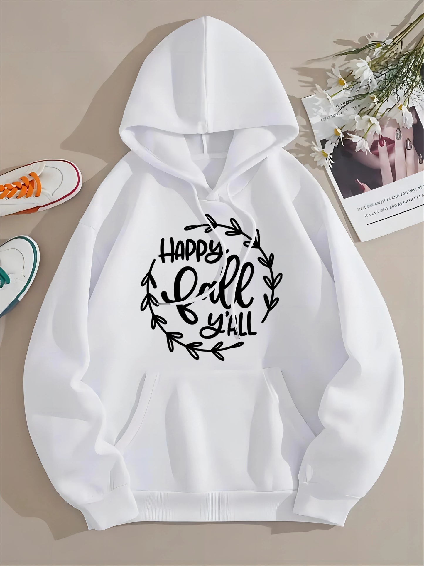 New Autumn and Winter Clothing Women's Casual Harajuku Long Sleeve Pocket Hooded Christmas Print Pattern Printed Pullover 2023