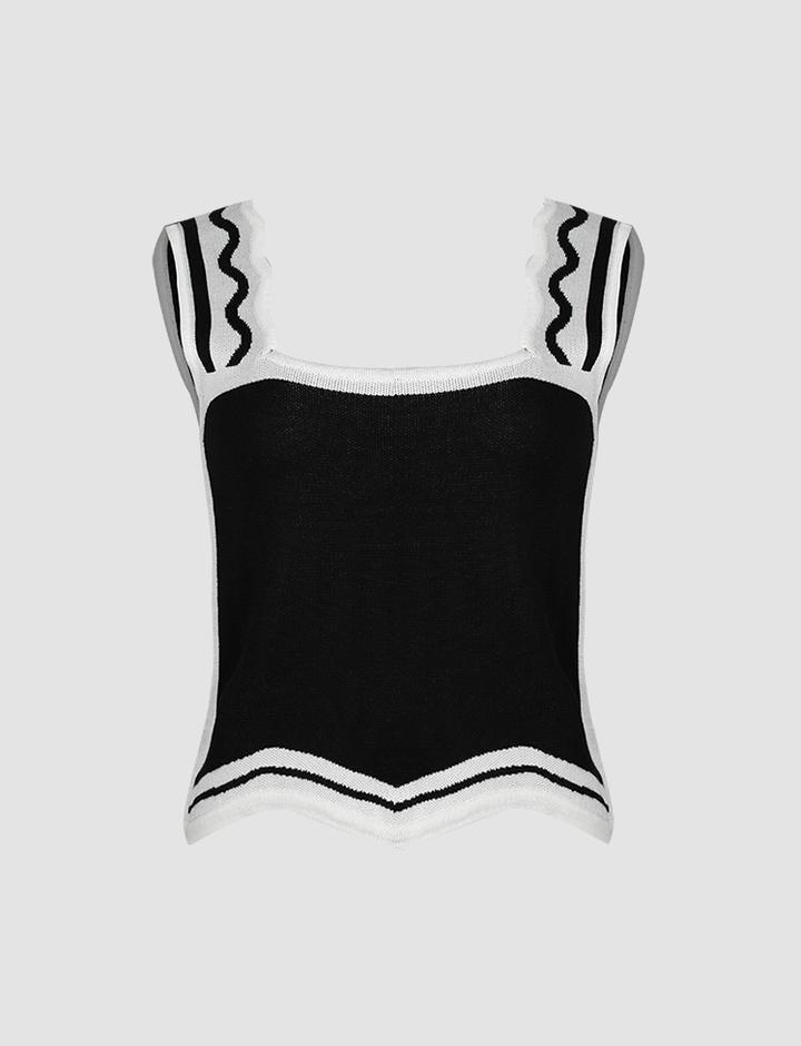 Knitted Black and White Tank Tops